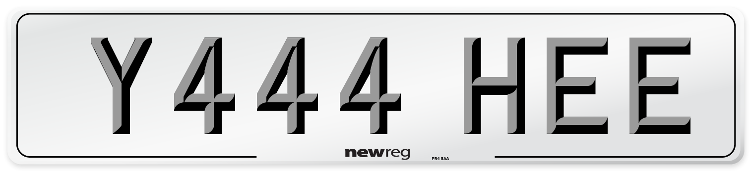 Y444 HEE Number Plate from New Reg